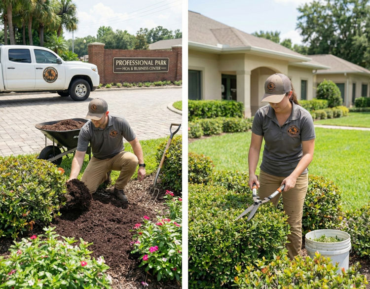Commercial property lawn care and grounds maintenance by Alpha Landscaping LLC in Davenport FL