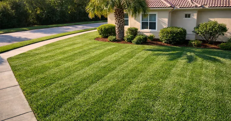 ealthy St. Augustine grass lawn at a Central Florida home maintained year round